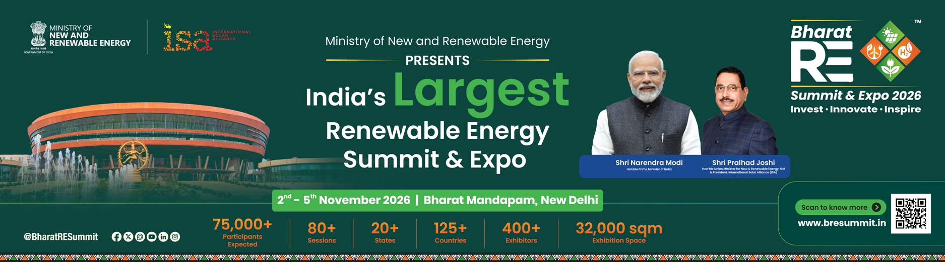 Bharat Renewable Energy Summit & Expo 2026 : https://bresummit.in