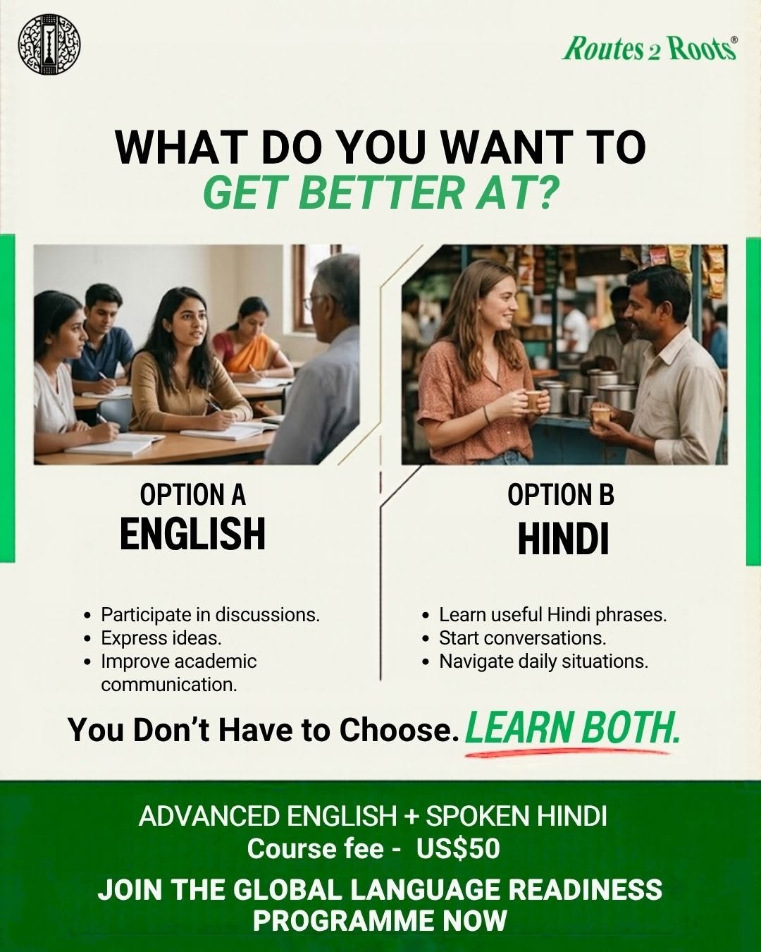 Global Language Readiness Programme 2026 conducted by Routes 2 Roots in collaboration with ICCR