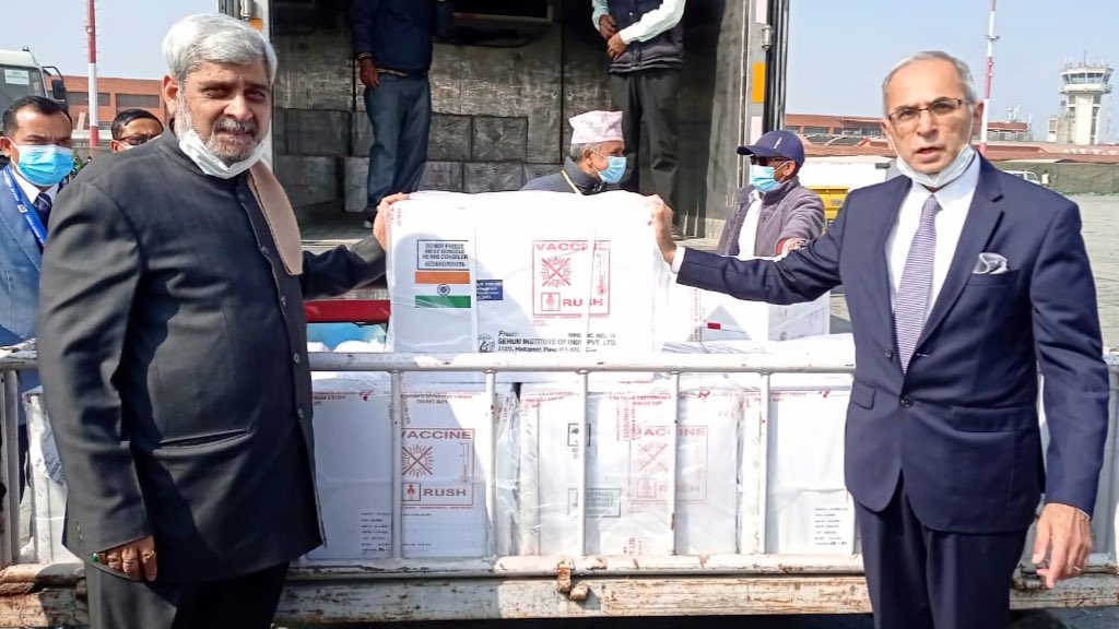 Nepal receives Indian vaccines. Putting neighbours first, putting people first!