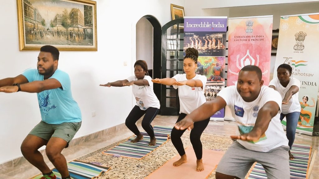 A day's work at the Embassy does not begin without a dose of #Yoga.  Take a look at our daily #yogasession at our premises.