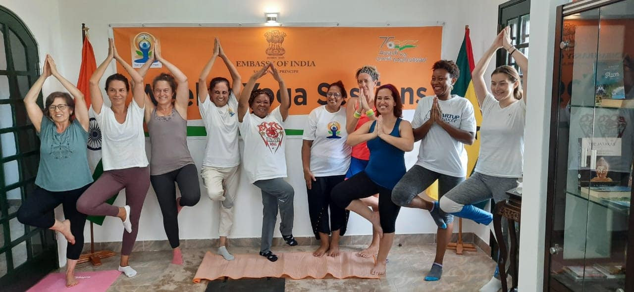 Curtain Raiser Event:  Embassy organized special yoga practice class in the run up to the International Day of Yoga